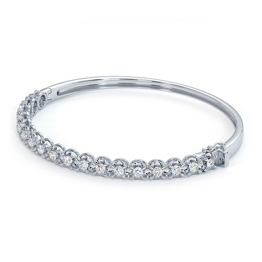 1.25ctw Round Brilliant Buttercup Diamond Bangle Bracelet set in 14k White Gold