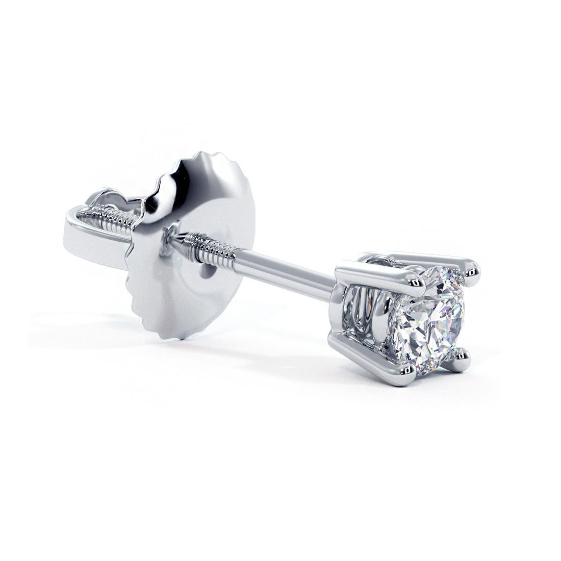 0.50ctw Round Brilliant Diamond Studs Earrings Basket Set in 14k White Gold