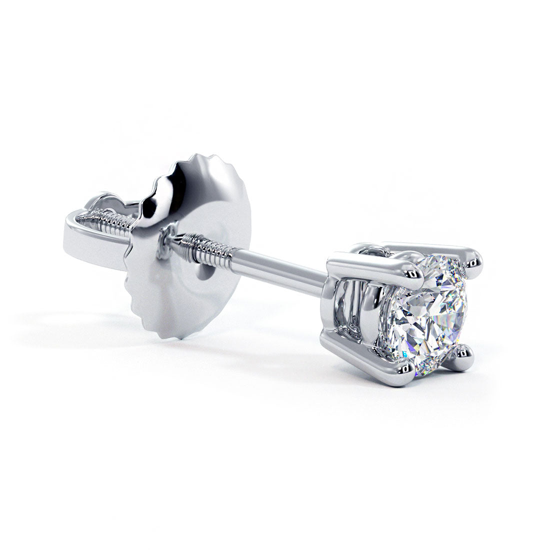 0.75ctw Round Brilliant Diamond Studs Earrings Basket Set in 14k White Gold