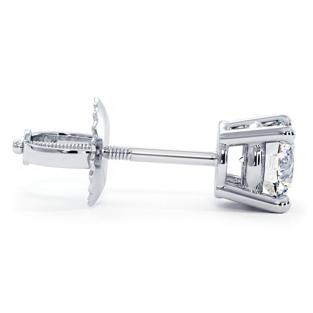 1.50ctw Round Brilliant Diamond Studs Earrings Basket Set in 14k White Gold