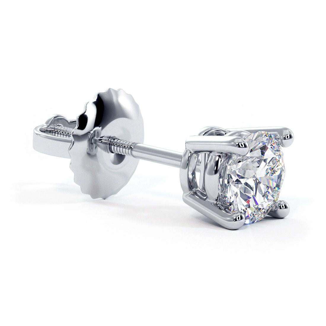 1.50ctw Round Brilliant Diamond Studs Earrings Basket Set in 14k White Gold