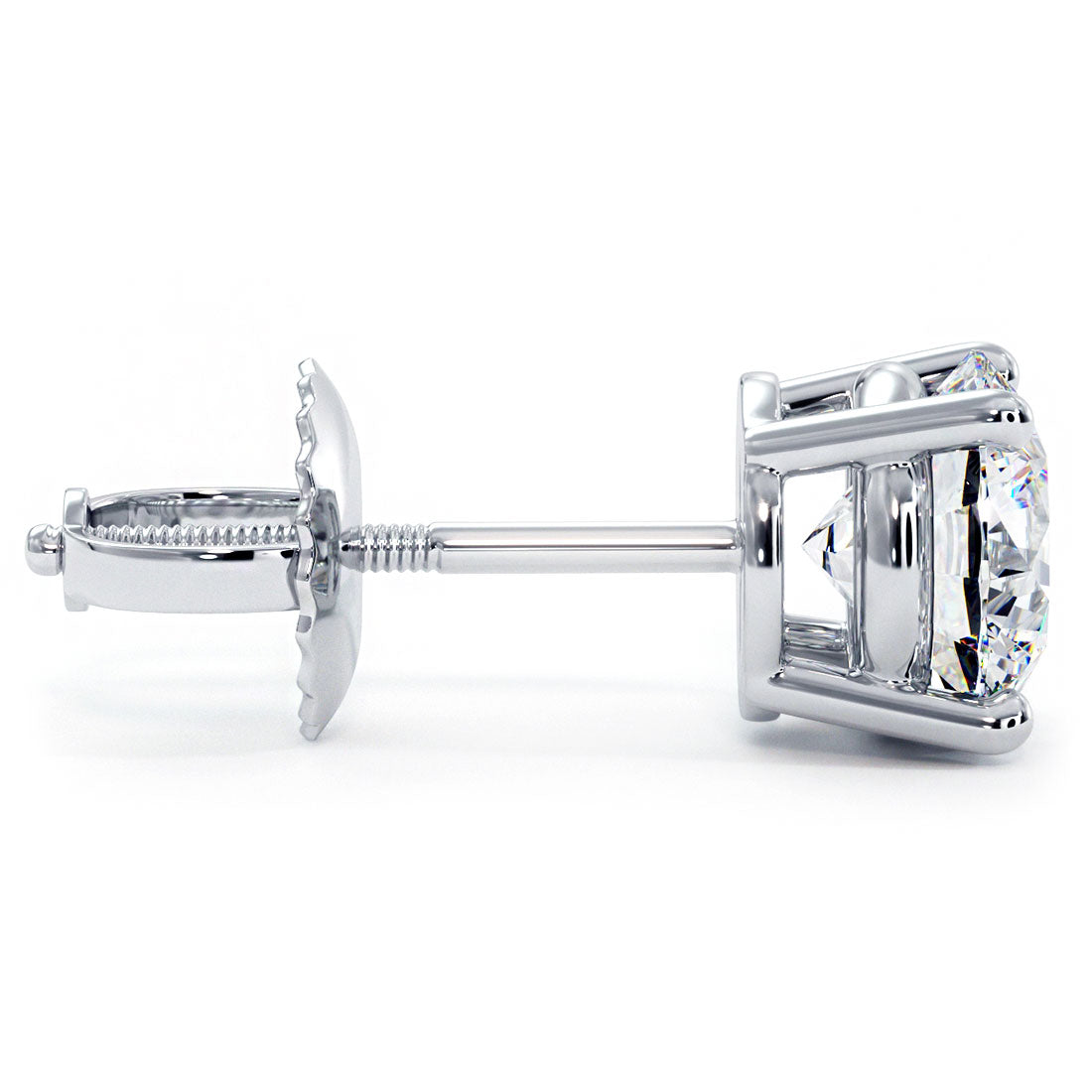 3.00ctw Round Brilliant Diamond Studs Earrings Basket Set in 14k White Gold