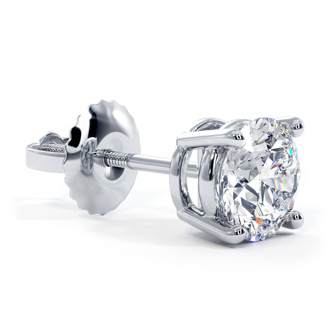 3.00ctw Round Brilliant Diamond Studs Earrings Basket Set in 14k White Gold