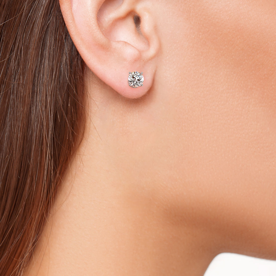 3.00ctw Round Brilliant Diamond Studs Earrings Basket Set in 14k White Gold