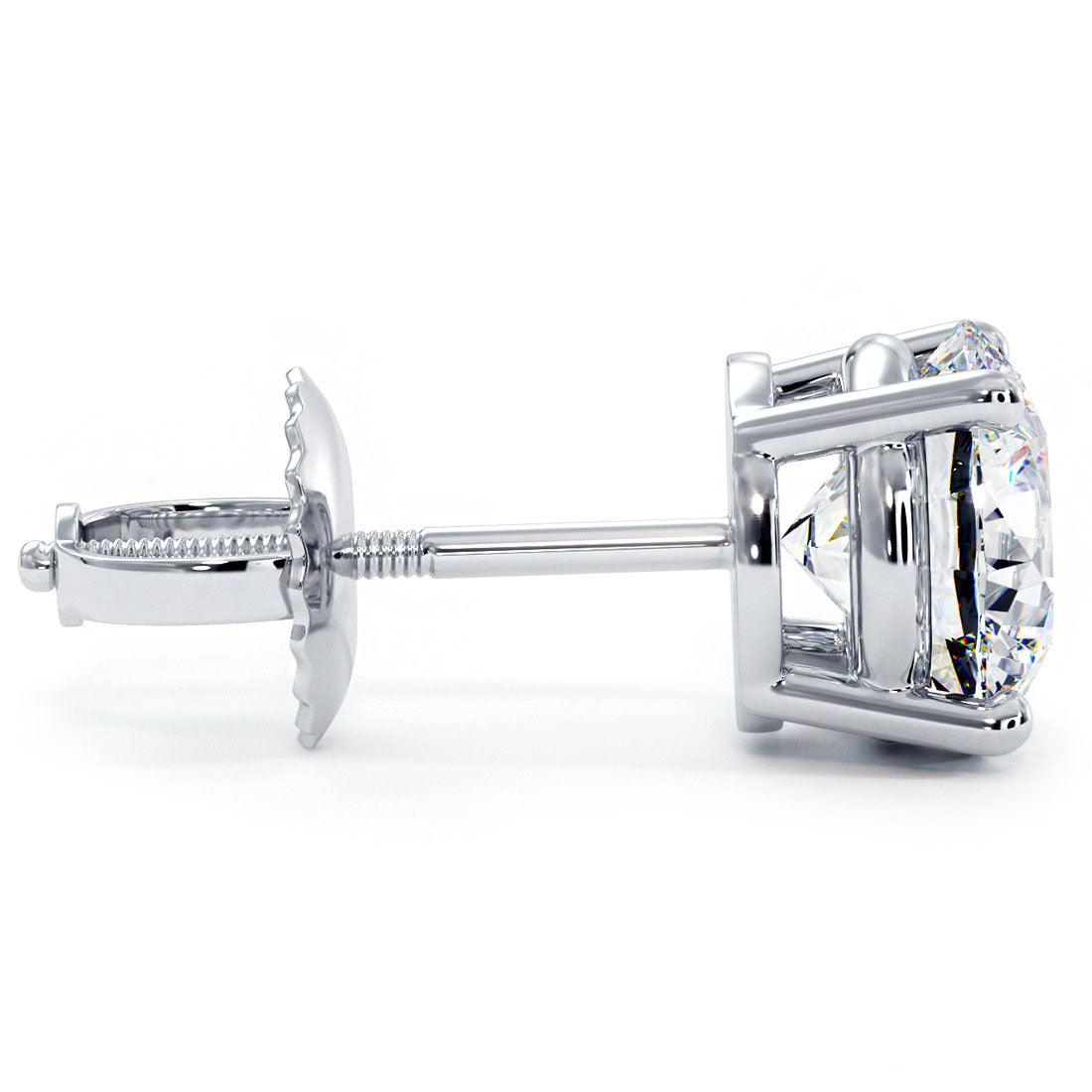 4.00ctw Round Brilliant Diamond Studs Earrings Basket Set in 14k White Gold