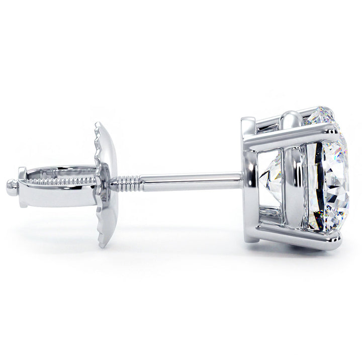 4.00ctw Round Brilliant Diamond Studs Earrings Basket Set in 14k White Gold