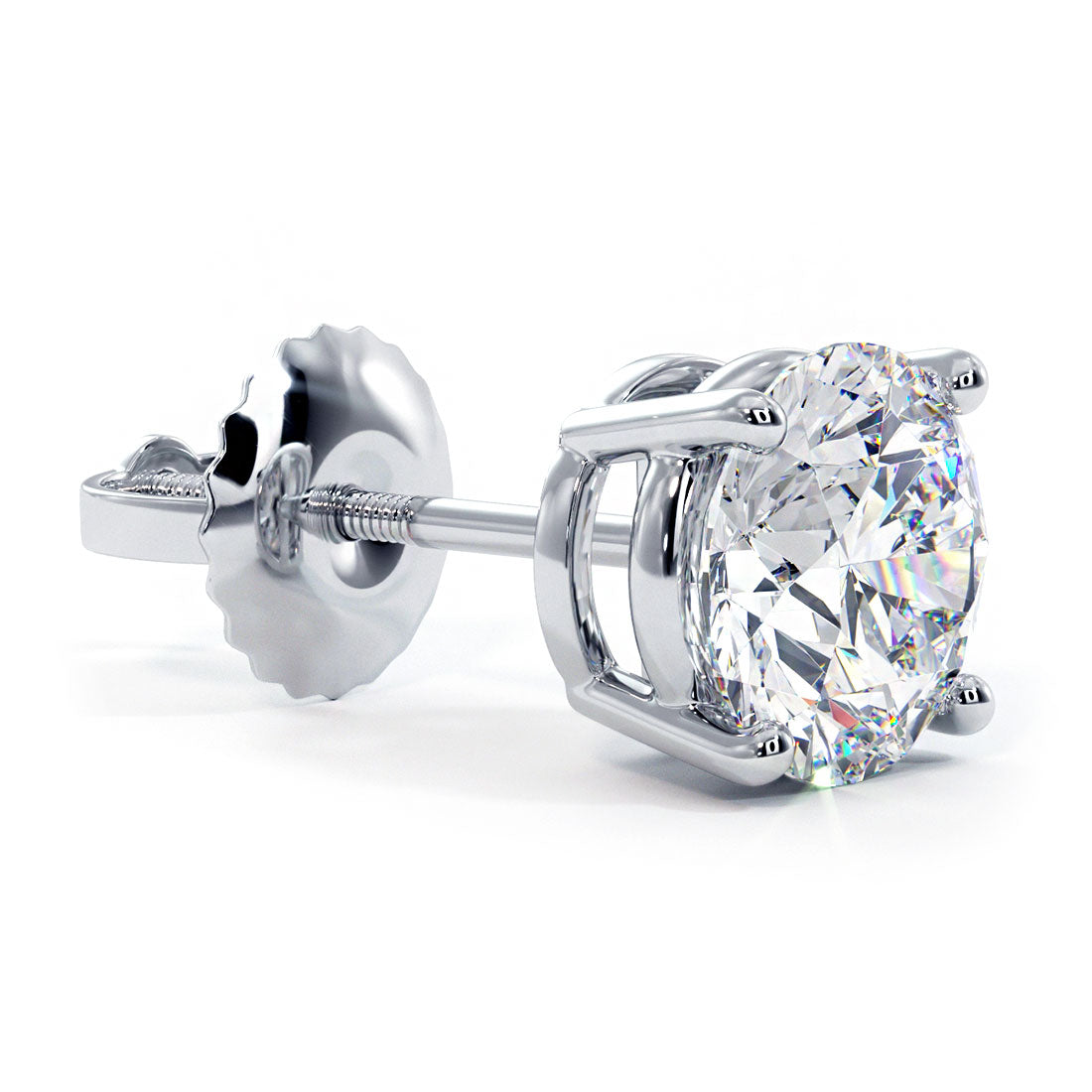 4.00ctw Round Brilliant Diamond Studs Earrings Basket Set in 14k White Gold