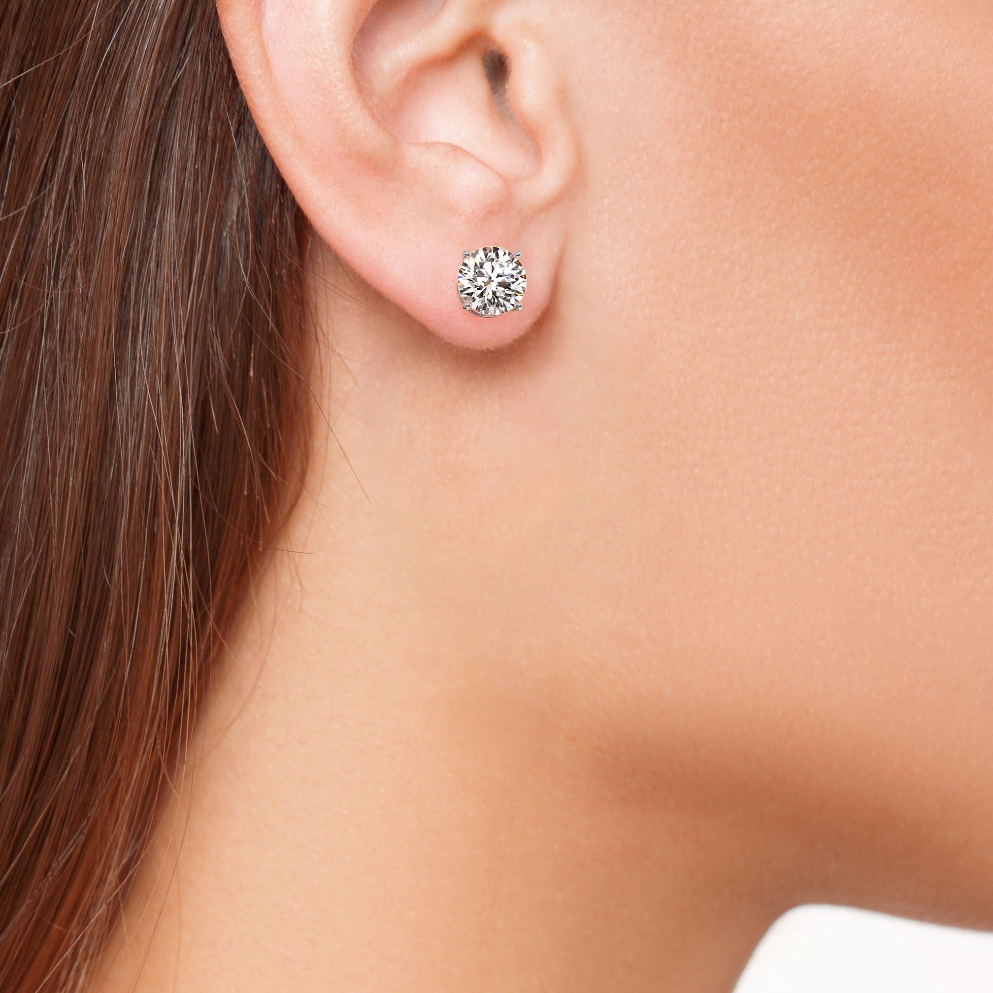 5.00ctw Round Brilliant Diamond Studs Earrings Basket Set in 14k White Gold