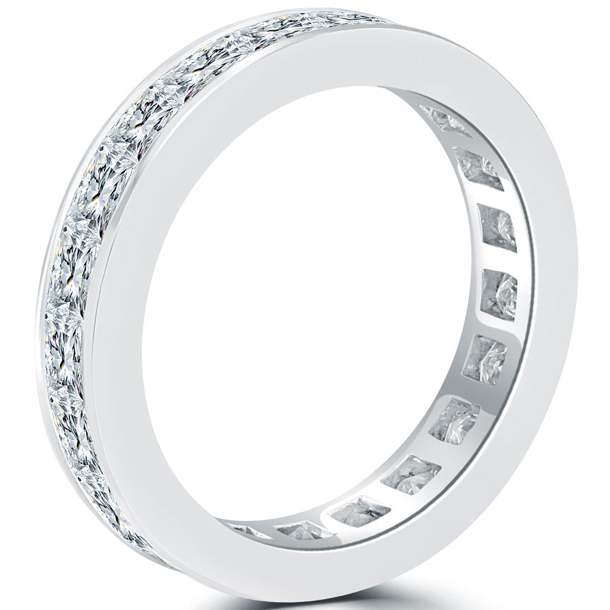 5.00ctw F-VS1 Princess Cut Diamond Eternity Wedding Band Ring 18k White Gold