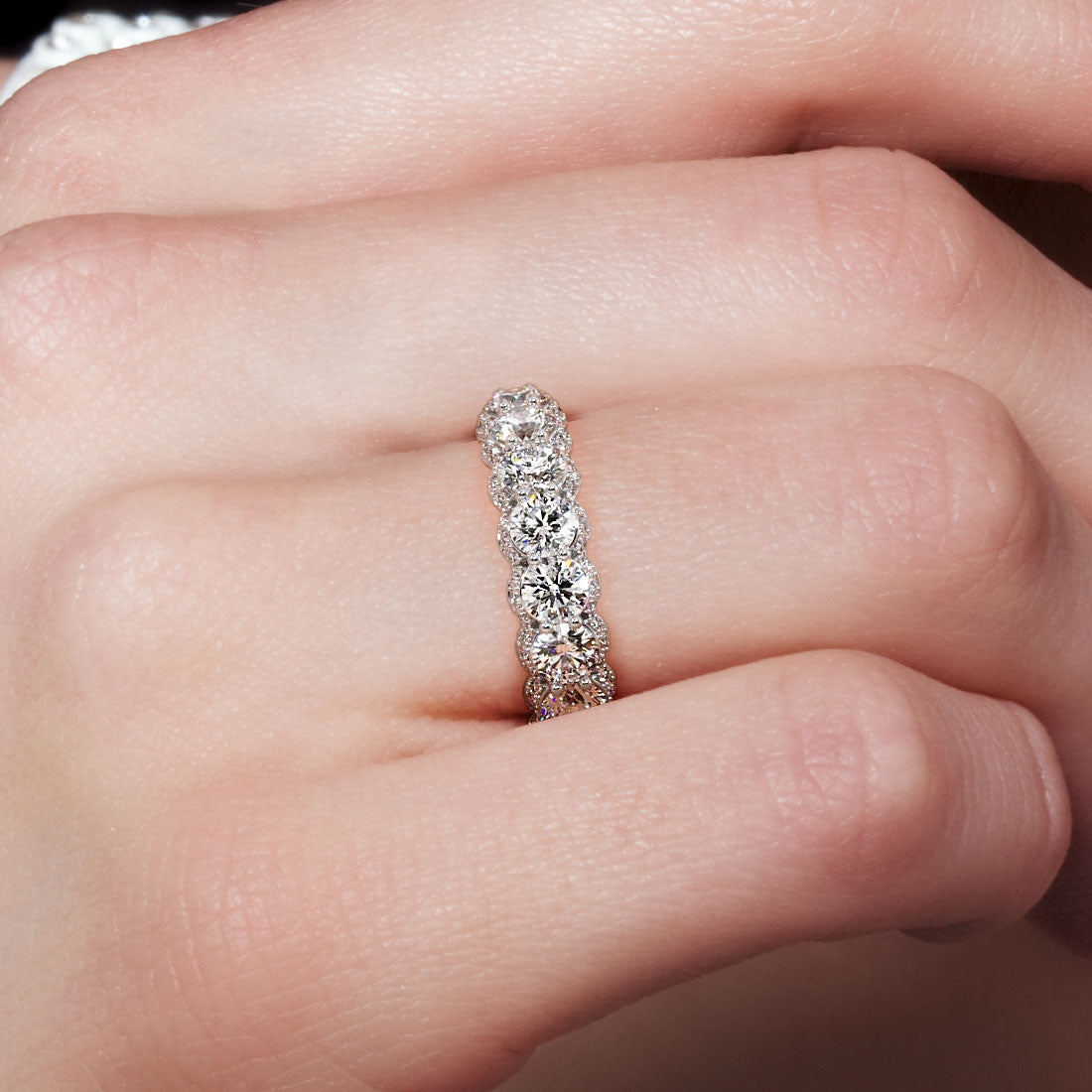 4.50ctw Round Diamond Pave Eternity Wedding Band Anniversary Ring 14k Gold