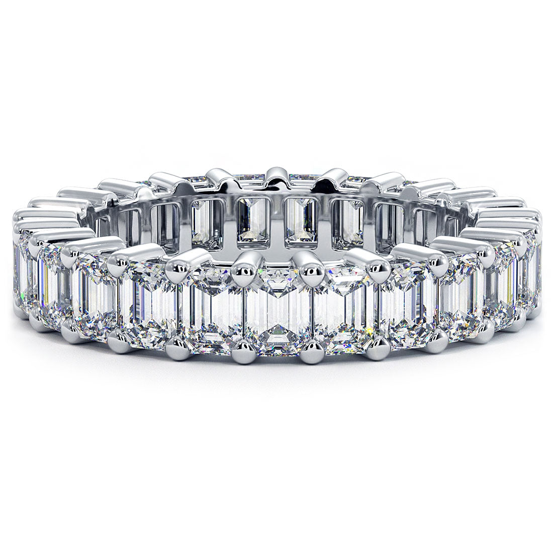 6.00ctw F-VS1 Emerald Cut Diamond Eternity Band Anniversary Ring 18k Gold