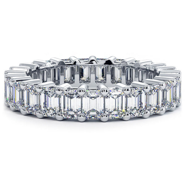 6.00ctw F-VS1 Emerald Cut Diamond Eternity Band Anniversary Ring 18k Gold