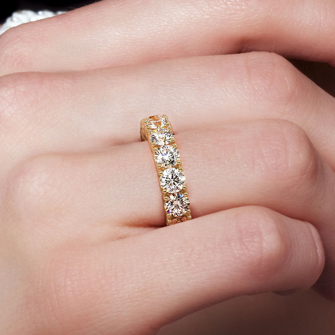 4.00ctw Round Diamond Eternity Wedding Band Anniversary Ring 14k Yellow Gold