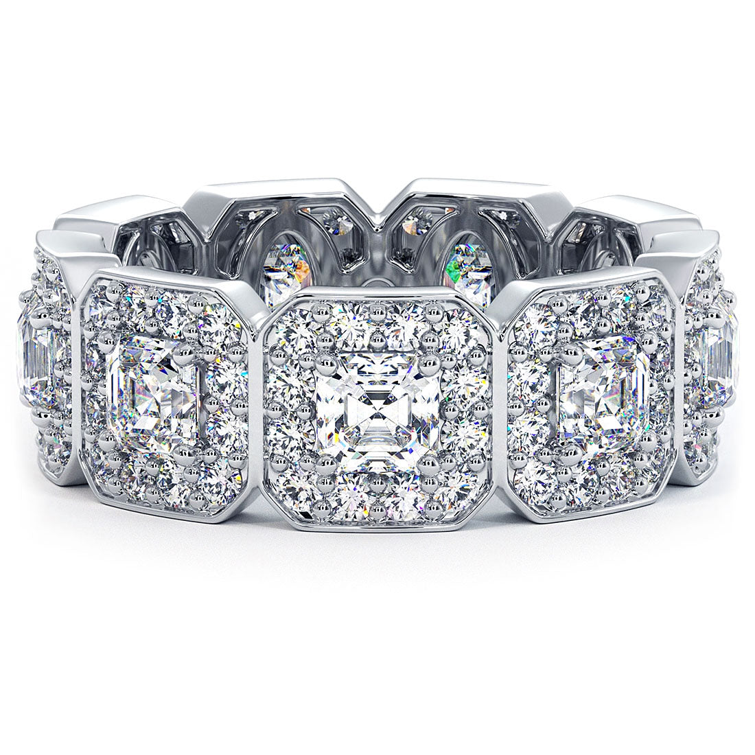 5.75ctw D-VVS1 Asscher Cut Diamond Eternity Wedding Band Ring 14k White Gold