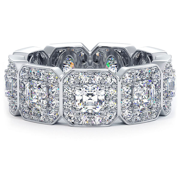 5.75ctw D-VVS1 Asscher Cut Diamond Eternity Wedding Band Ring 14k White Gold
