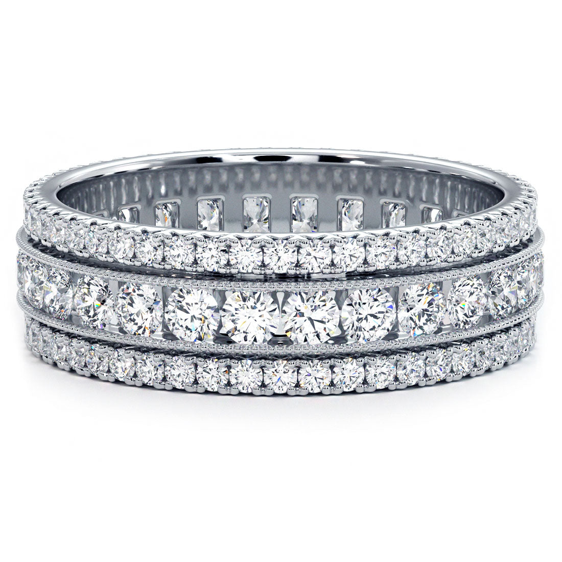 2.00ctw Round Diamond Pave Eternity Wedding Band Anniversary Ring 14k Gold