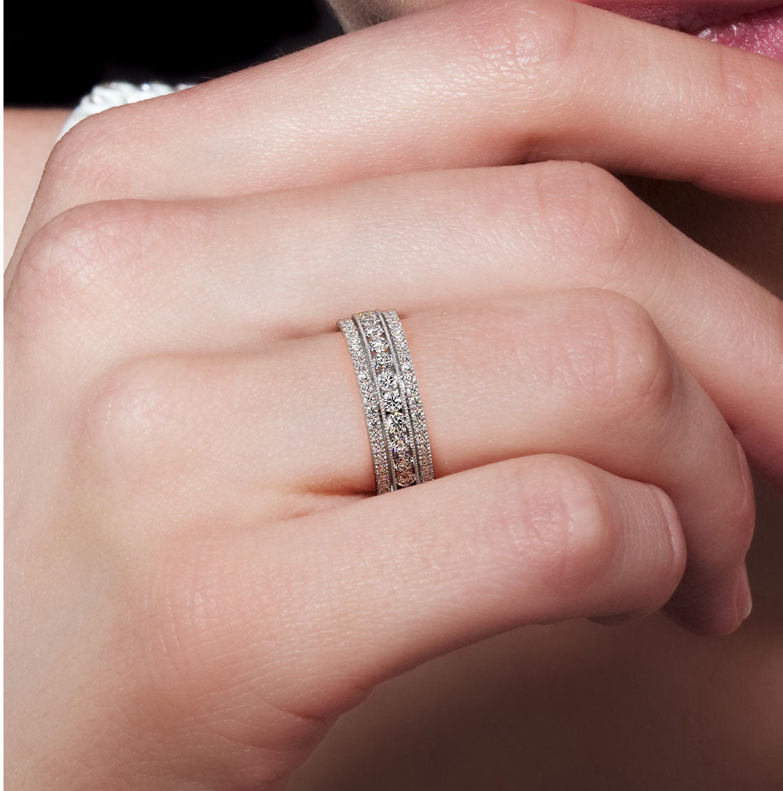 2.00ctw Round Diamond Pave Eternity Wedding Band Anniversary Ring 14k Gold