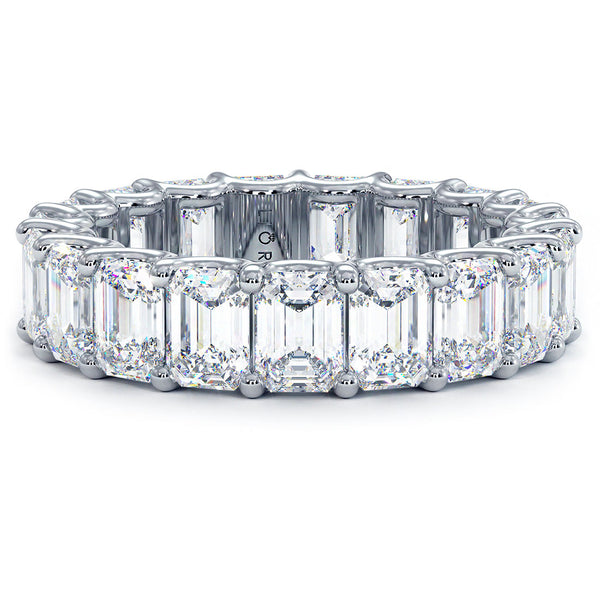 6.65ctw Emerald Cut Diamond Eternity Band Set In 14k White Gold