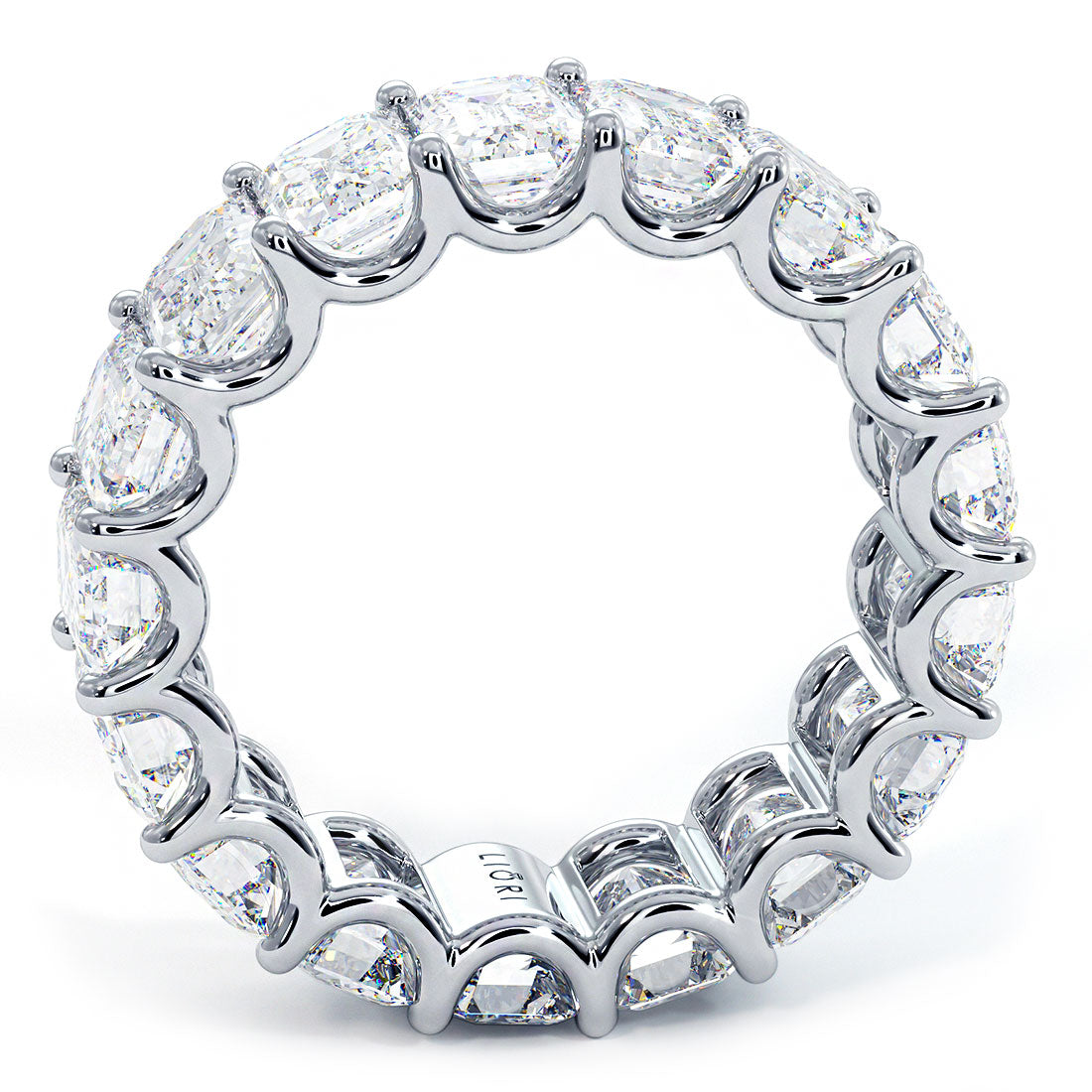 6.65ctw Emerald Cut Diamond Eternity Band Set In 14k White Gold