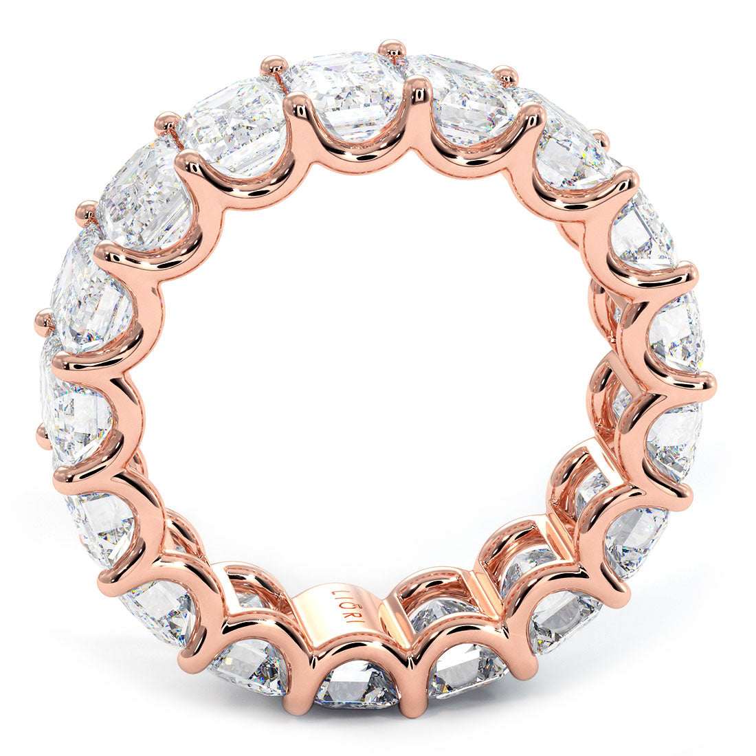 6.65ctw Emerald Cut Diamond Eternity Band Set In 14k Rose Gold