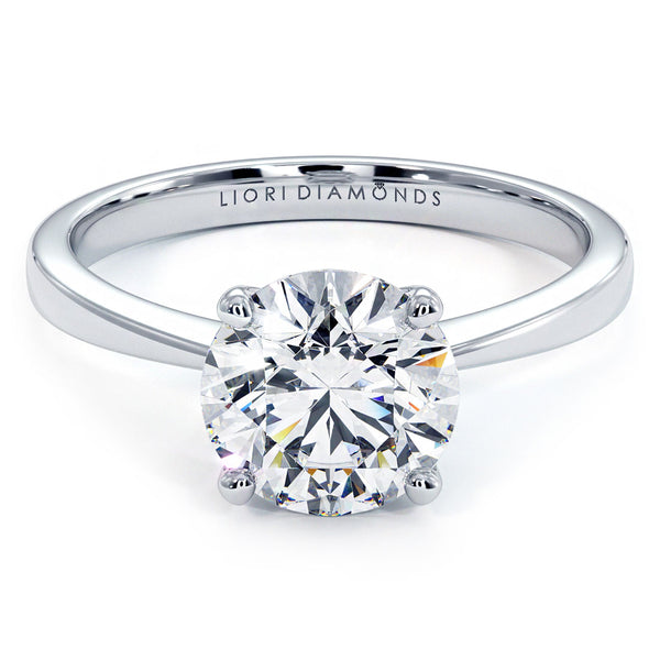 1.50ct Round Brilliant Petite Tapered 4 Prong Solitaire Lab Grown Diamond Engagement Ring set in 14k White Gold
