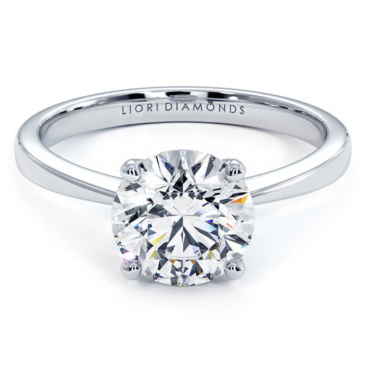 1.50ct Round Brilliant Petite Tapered 4 Prong Solitaire Lab Grown Diamond Engagement Ring set in Platinum