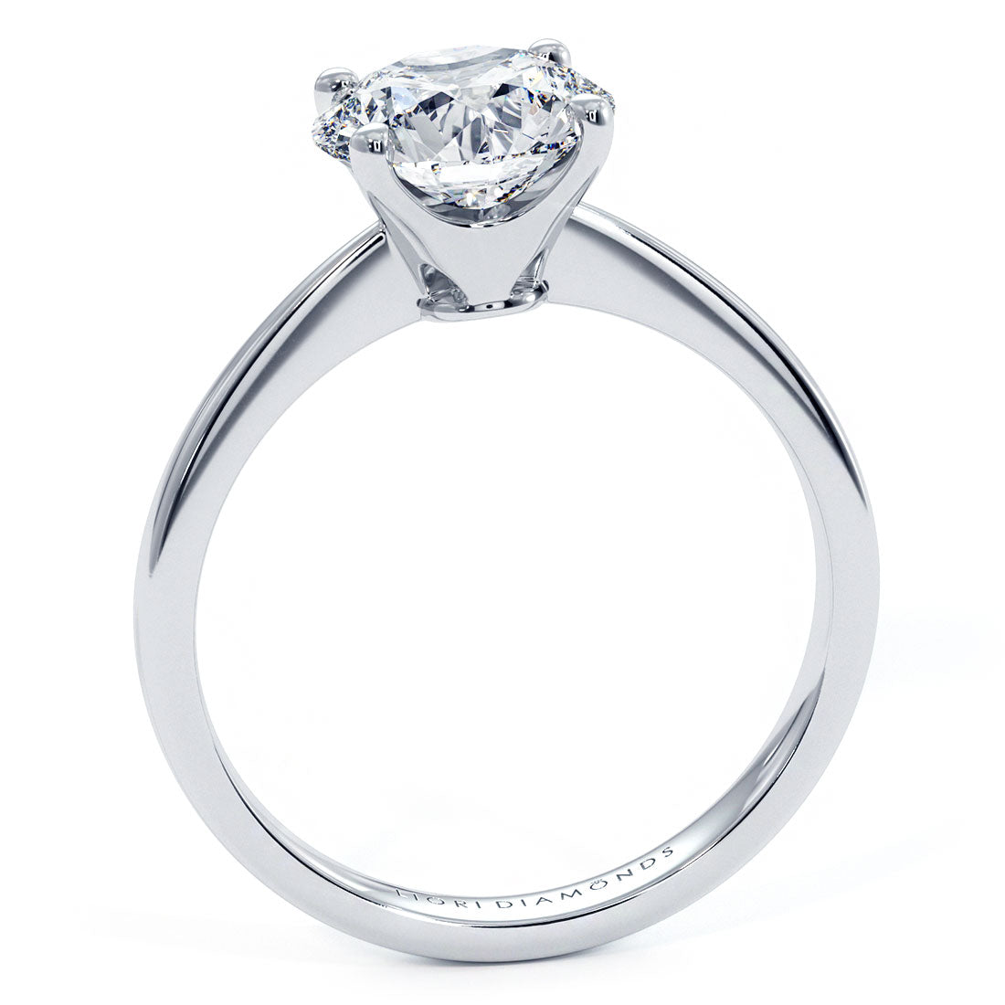 1.50ct Round Brilliant Petite Tapered 4 Prong Solitaire Lab Grown Diamond Engagement Ring set in Platinum