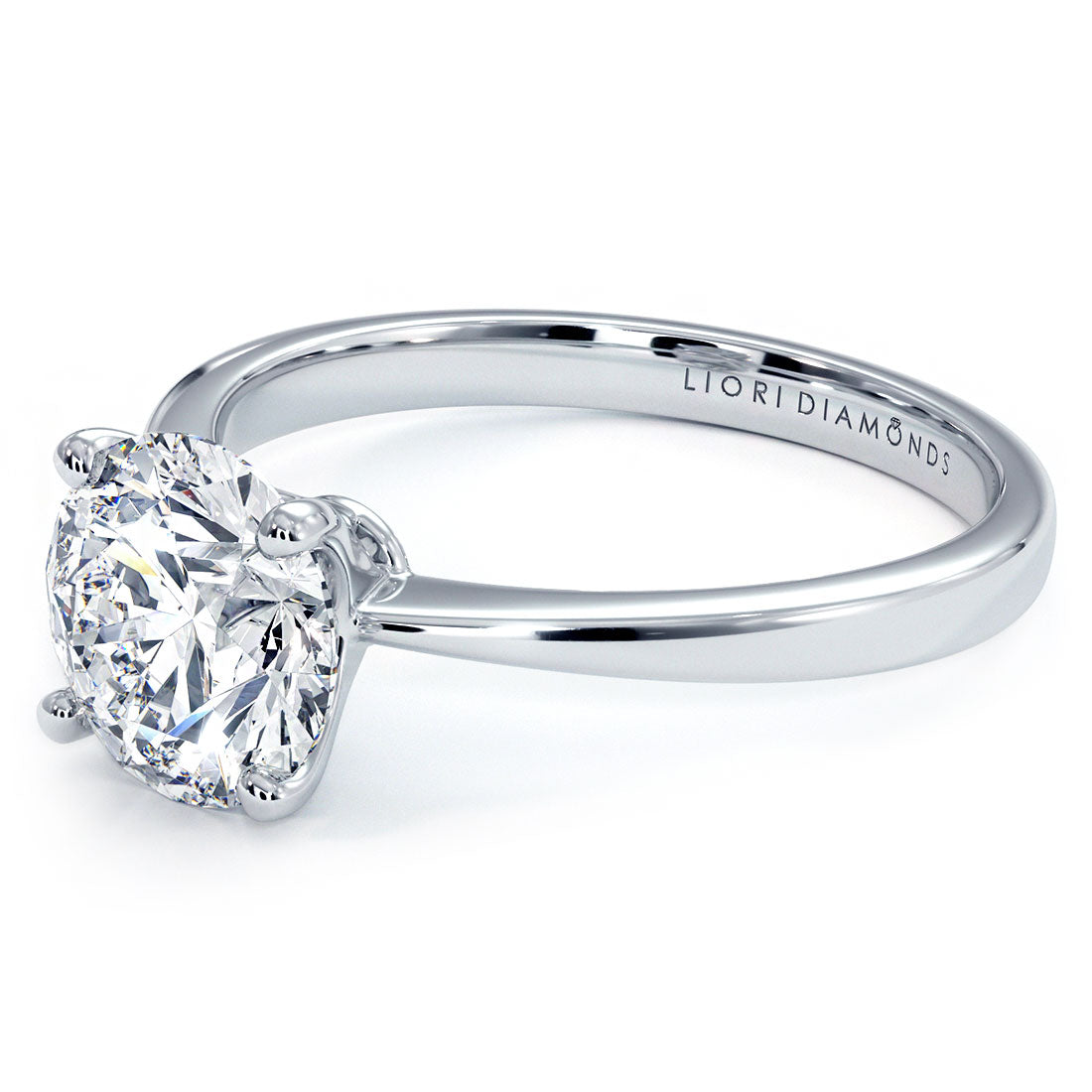1.50ct Round Brilliant Petite Tapered 4 Prong Solitaire Lab Grown Diamond Engagement Ring set in 14k White Gold