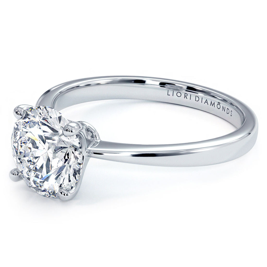 1.50ct Round Brilliant Petite Tapered 4 Prong Solitaire Lab Grown Diamond Engagement Ring set in Platinum