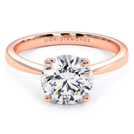 1.50ct Round Brilliant Petite Tapered 4 Prong Solitaire Lab Grown Diamond Engagement Ring set in 14k Rose Gold