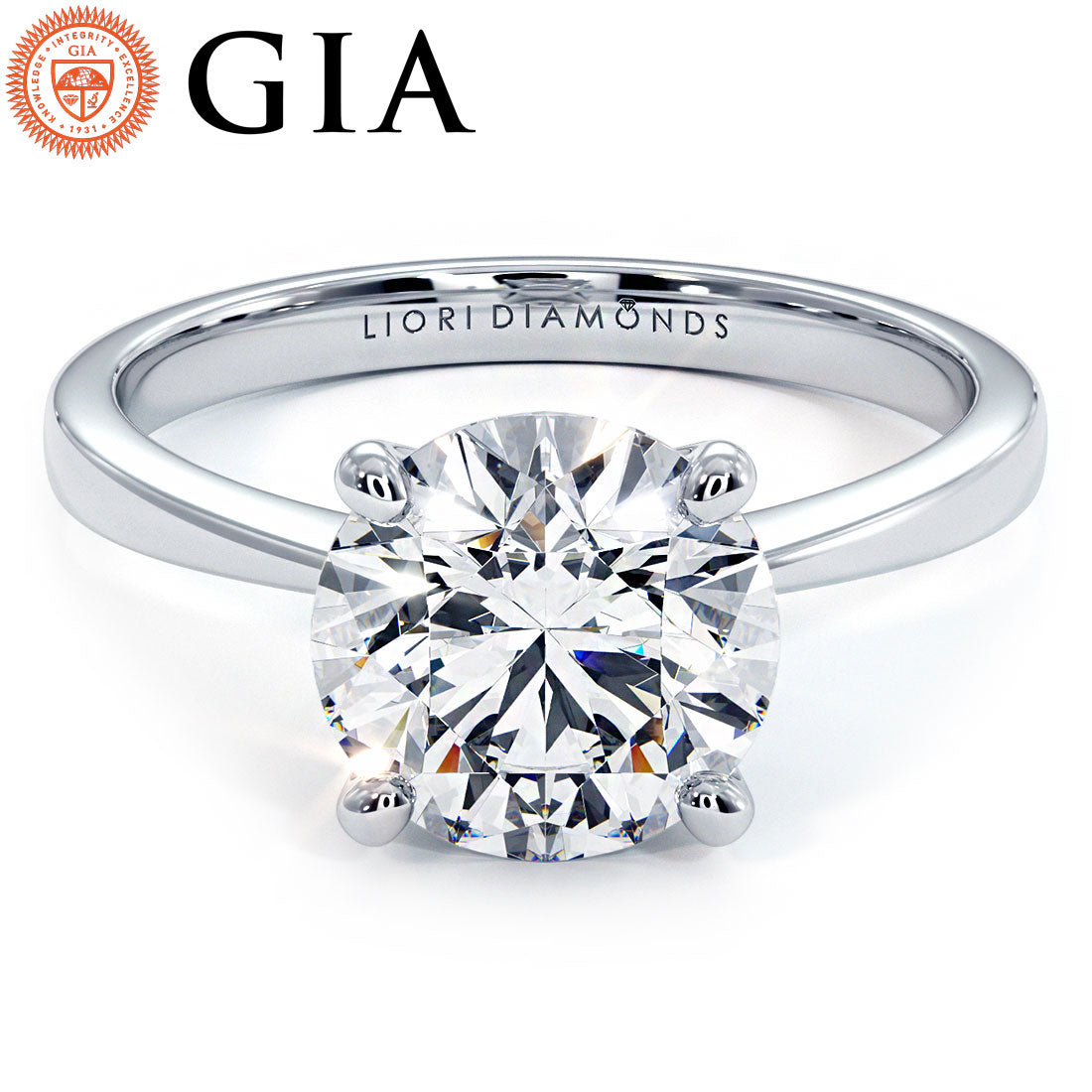 2 Carat Round Brilliant Petite Tapered 4 Prong Solitaire