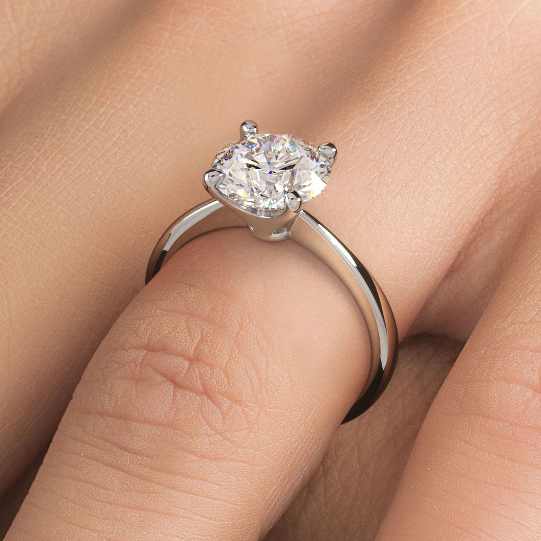 2 Carat Round Brilliant Petite Tapered 4 Prong Solitaire