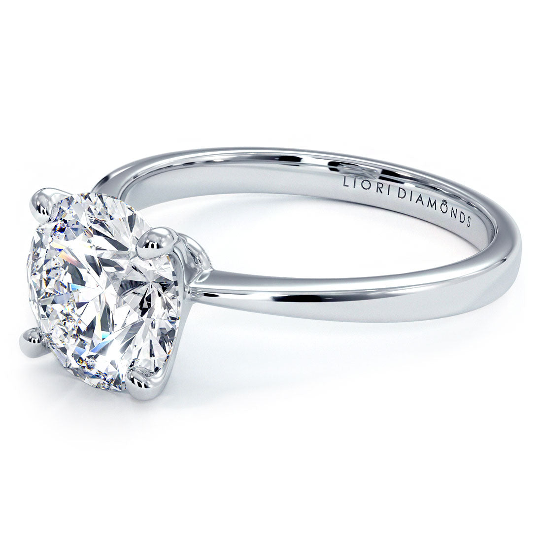 2 Carat Round Brilliant Petite Tapered 4 Prong Solitaire
