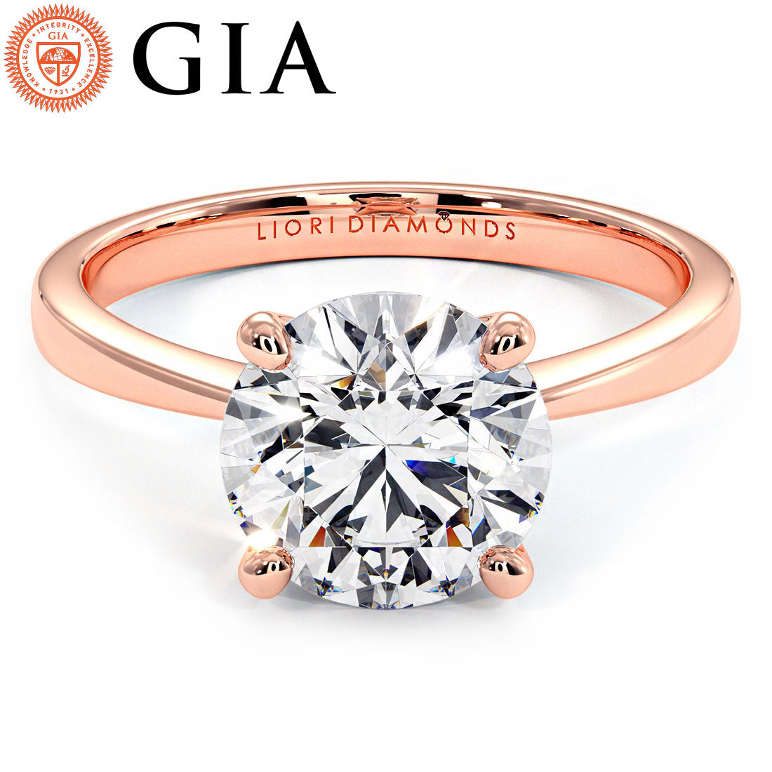 2 Carat Round Brilliant Petite Tapered 4 Prong Solitaire