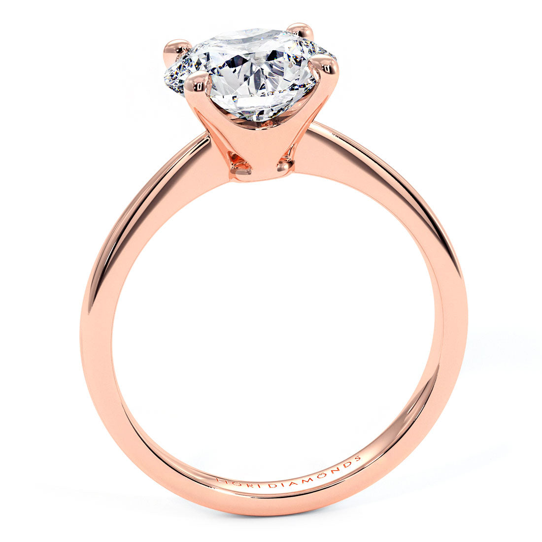 2 Carat Round Brilliant Petite Tapered 4 Prong Solitaire
