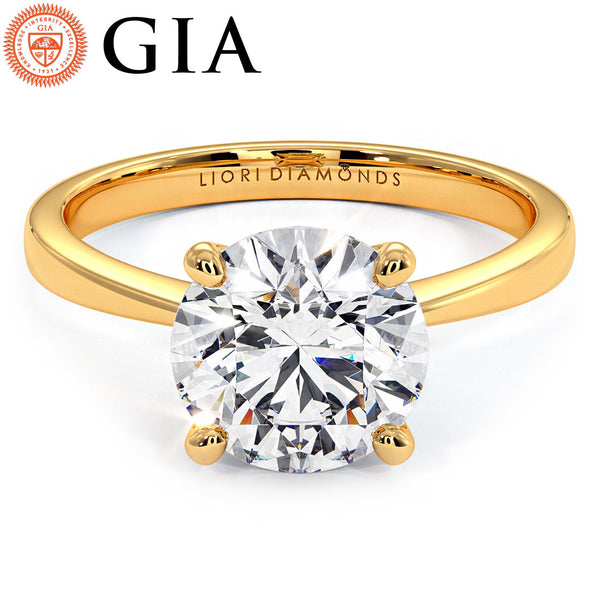 2 Carat Round Brilliant Petite Tapered 4 Prong Solitaire