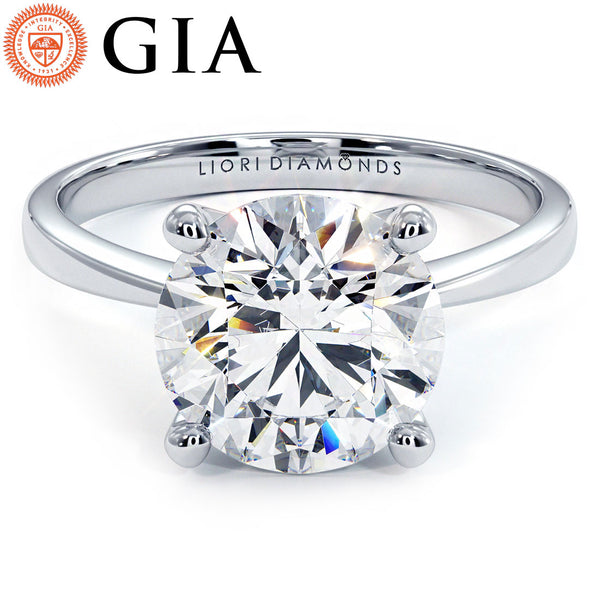 3 Carat Round Brilliant Petite Tapered 4 Prong Solitaire