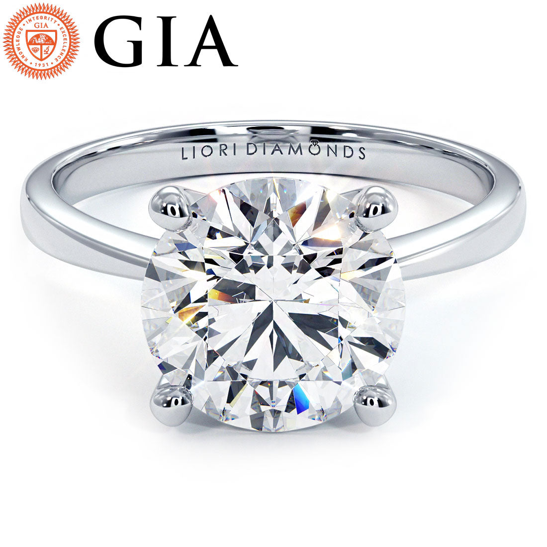 2.5 Carat Round Brilliant Petite Tapered 4 Prong Solitaire