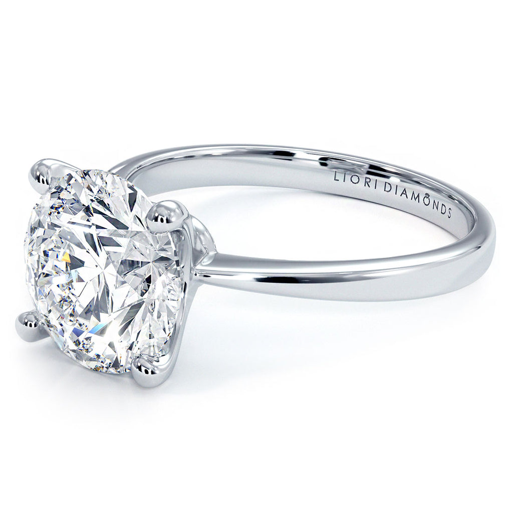 2.5 Carat Round Brilliant Petite Tapered 4 Prong Solitaire