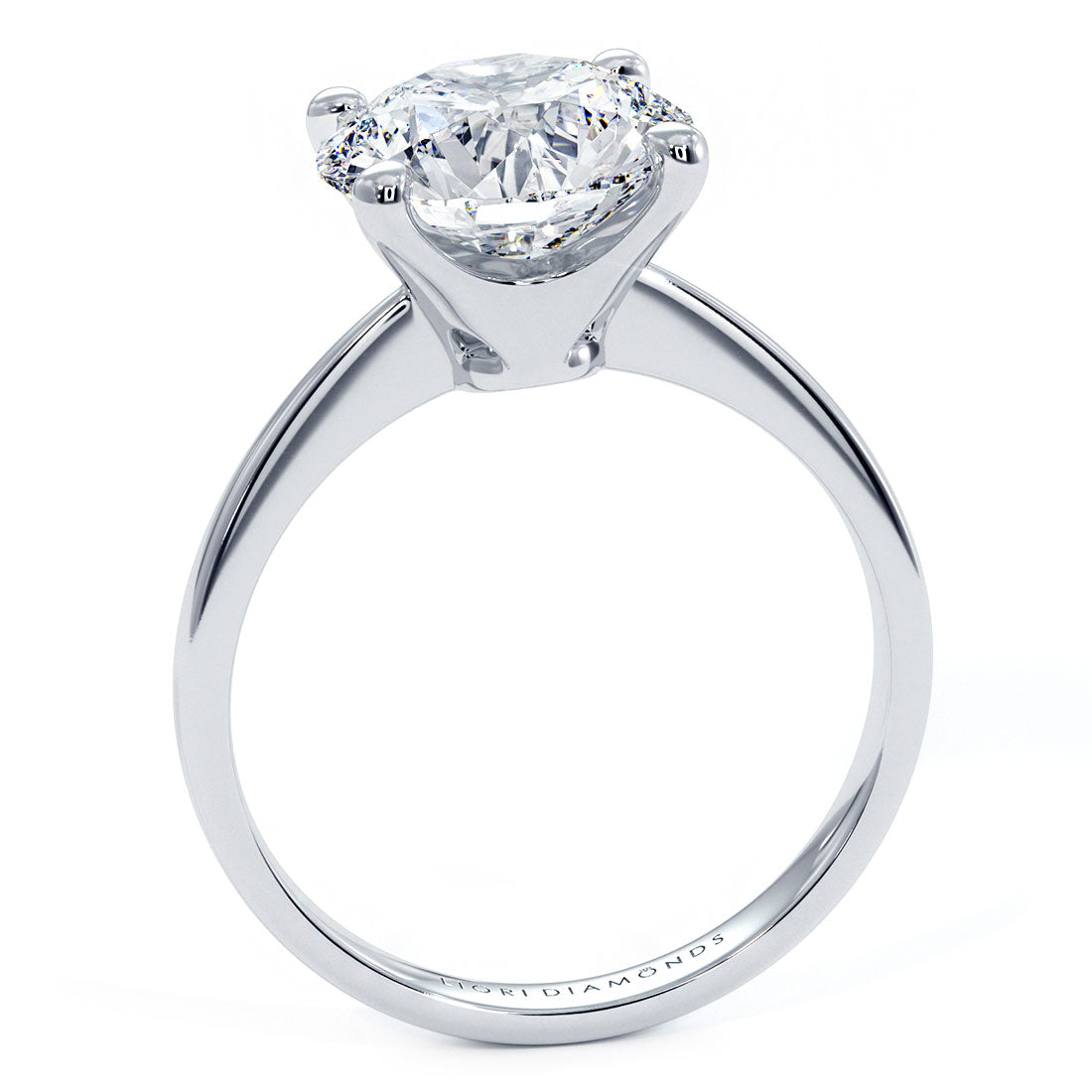 2.5 Carat Round Brilliant Petite Tapered 4 Prong Solitaire