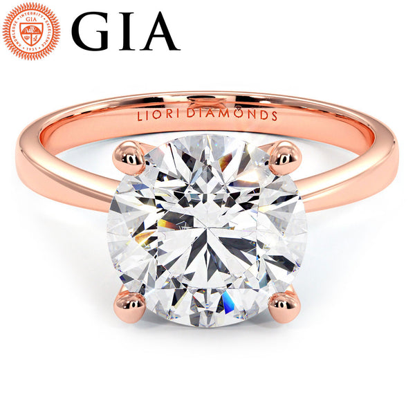 3 Carat Round Brilliant Petite Tapered 4 Prong Solitaire