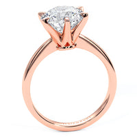 3.14ct GIA Certified F-VS1 Round Brilliant Petite Tapered 6 Prong Solitaire Lab Grown Diamond Engagement Ring set in 14k rose Gold