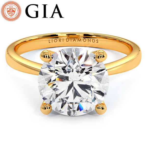 3 Carat Round Brilliant Petite Tapered 4 Prong Solitaire