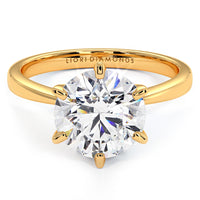 3 Carat Round Brilliant Petite Tapered 6 Prong Solitaire