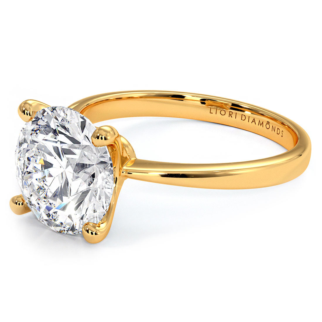 2.5 Carat Round Brilliant Petite Tapered 4 Prong Solitaire