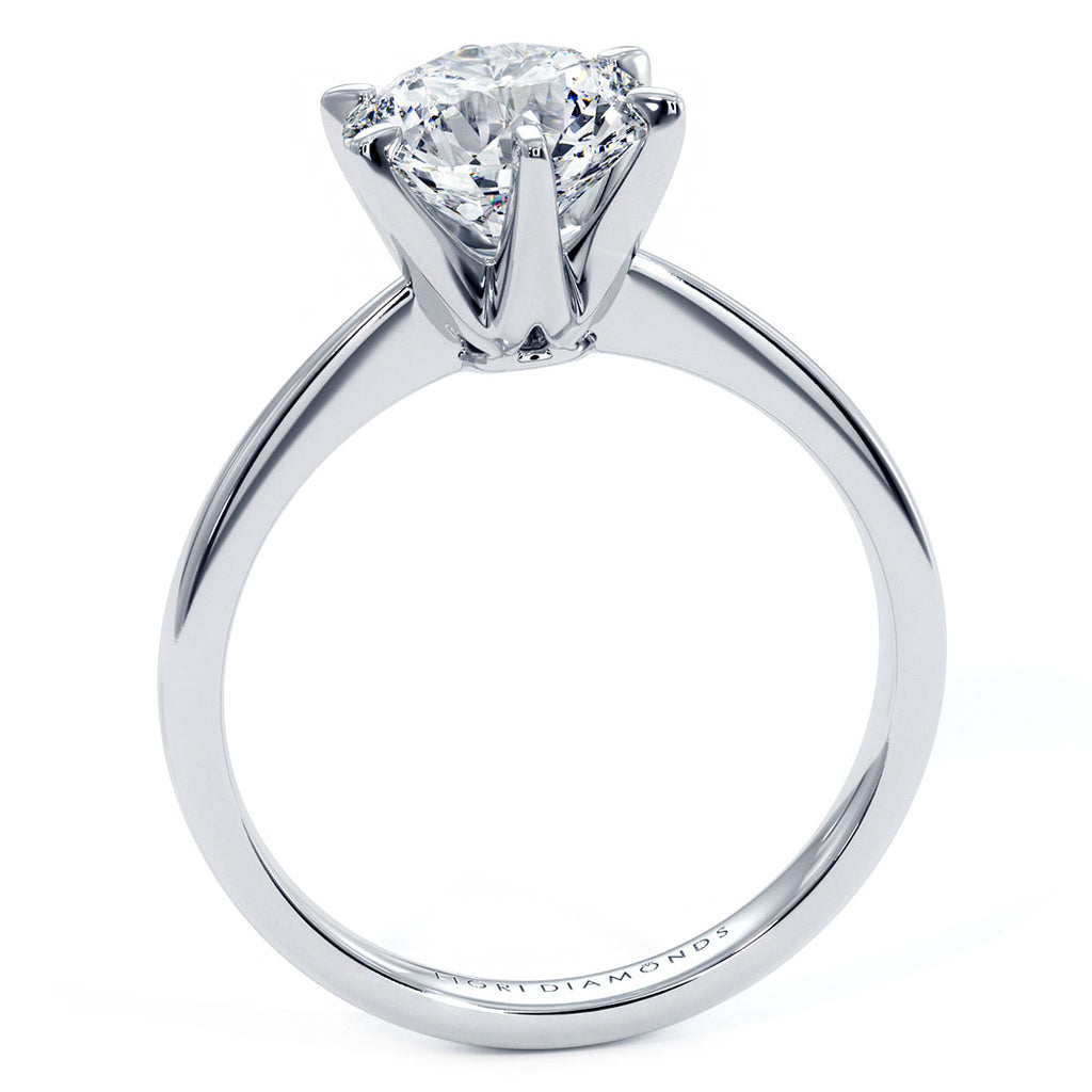 1.50ct Round Brilliant Petite Tapered 6 Prong Solitaire Lab Grown Diamond Engagement Ring set in Platinum