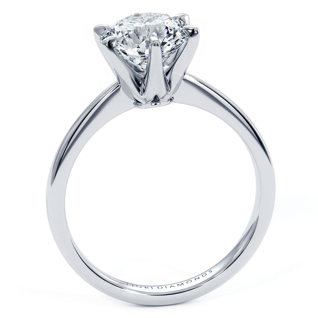 1.51ct GIA Certified Round Brilliant Petite Tapered 6 Prong Solitaire Lab Grown Diamond Engagement Ring set in Platinum