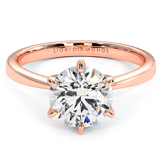 1.50ct Round Brilliant Petite Tapered 6 Prong Solitaire Lab Grown Diamond Engagement Ring set in 14k Rose Gold