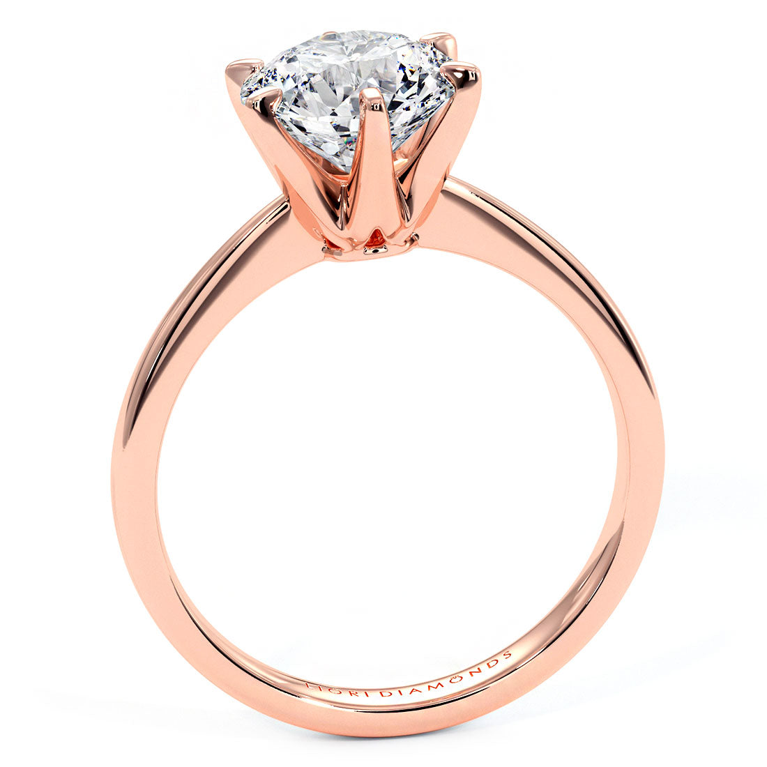 1.55ct GIA Certified F-VS1 Round Brilliant Petite Tapered 6 Prong Solitaire Lab Grown Diamond Engagement Ring set in 14k Rose Gold