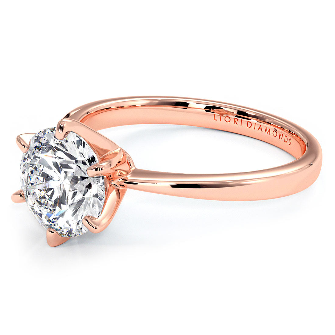 1.55ct GIA Certified F-VS1 Round Brilliant Petite Tapered 6 Prong Solitaire Lab Grown Diamond Engagement Ring set in 14k Rose Gold